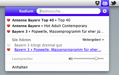 Radium in der Menubar