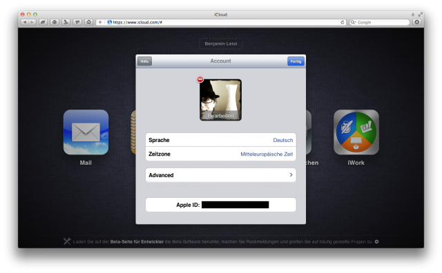 iCloud Webinterface