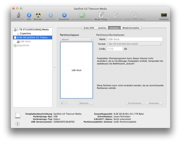 FileVault 2: Verschlüsseltes Volume